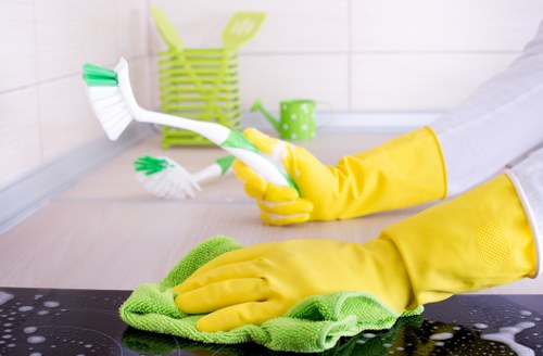 Professional cleaning team working across SE3