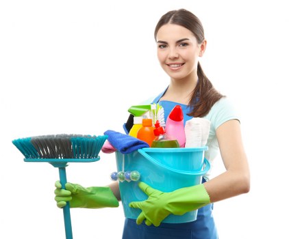 Cleaner wiping surfaces in a modern SE3 flat with attention to detail