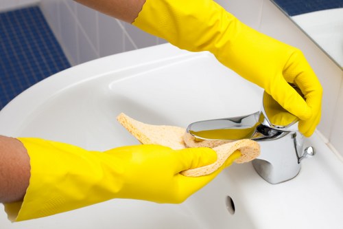 Commercial cleaning tasks for desks, floors, and shared office areas